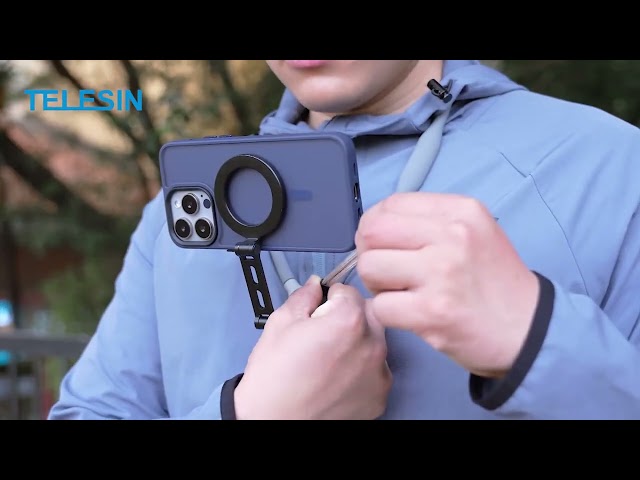 telesin smartphone magnetic neck holder max Cell Phone Holder Around Neck POV Vlog Selfie Mount Hand Free Phones Neck Holder Video Recording Chest Stand for iPhone 15 14 13 12 16  Pro Max Plus (Grey)