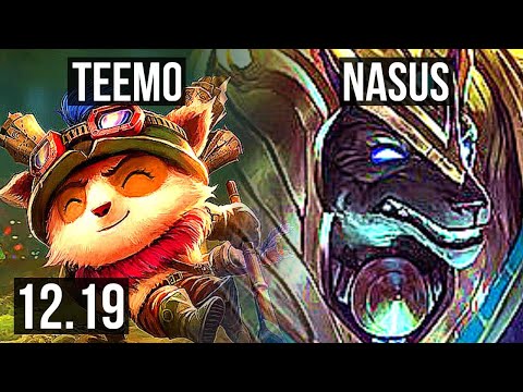 TEEMO vs NASUS (TOP) | 7/1/3, 900+ games, Godlike, 800K mastery | KR Master | 12.19