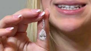 ALEXCRAFT Wedding Earring for Brides Emerald Green Bridal Leverback Cubic Zirconia Bridesmaid Dangli