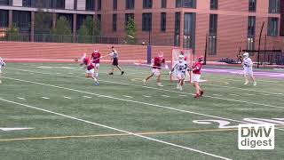 Save by Dematha Goalie Miles Lancaster during the 2022 WCAC Boys Lacrosse Playoffs.