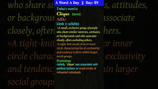 "Clique" ~ Meaning, Etymology, Usage | English Word Meaning #vocabulary #improvevocabulary