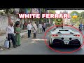 WHITE FERRARI SF90 1St TIME IN INDIA PUBLIC REACTIONS