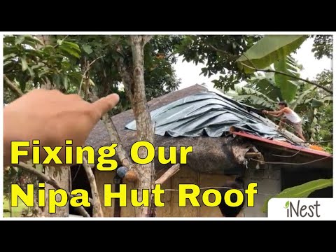 Using Trapal To Fix Our Nipa Hut Roof