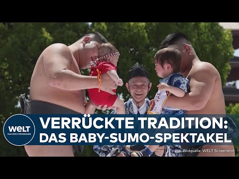 SUMO-FESTIVAL IN JAPAN: Darum versuchen Sumoringer Babys zum Weinen zu bringen