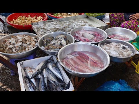 Morning Market Scenes, Cambodian Street Market Fresh Food