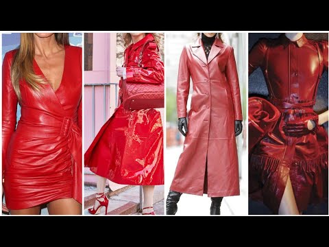 Beautiful and trendy women latex red outfits
