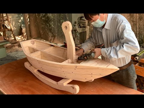 Great Dad Builds A Rocking Boat For His Daughter // Great Woodworking Ideas