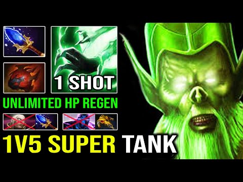 WTF Unlimited HP Regen 100% Full Aghanim Necrophos | 10Min Boots EZ Global TP Ganking 7.31 Dota 2