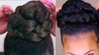 Natural Hair:Braided High Bun Tutorial Collab