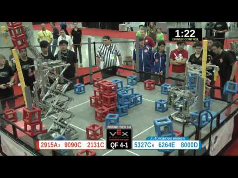 2015 VRC Sci QF4-1 - 2915A 9090C 2131C vs 5327C 6264E 8000D - 83 to 77 - VEX Worlds 2015