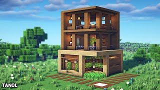 ⚒️Minecraft : How To Build a Large Survival Wooden House - 마인크래프트 건축 : 대형 야생 나무집 집짓기