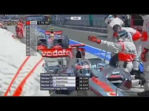 Grand Prix de Hongrie 2007   Alonso bloque Hamilton dans la voie des stands