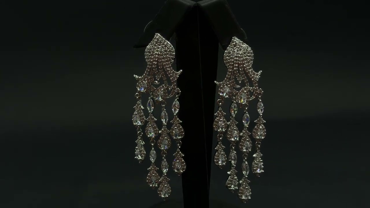 Silver earrings adorned with sparkling pendants