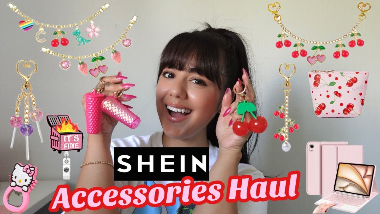 SHEIN GIRLY ACCESSORIES HAUL | 🍒🎀 The cutest girly purse charms & keychains + more 🎀🍒