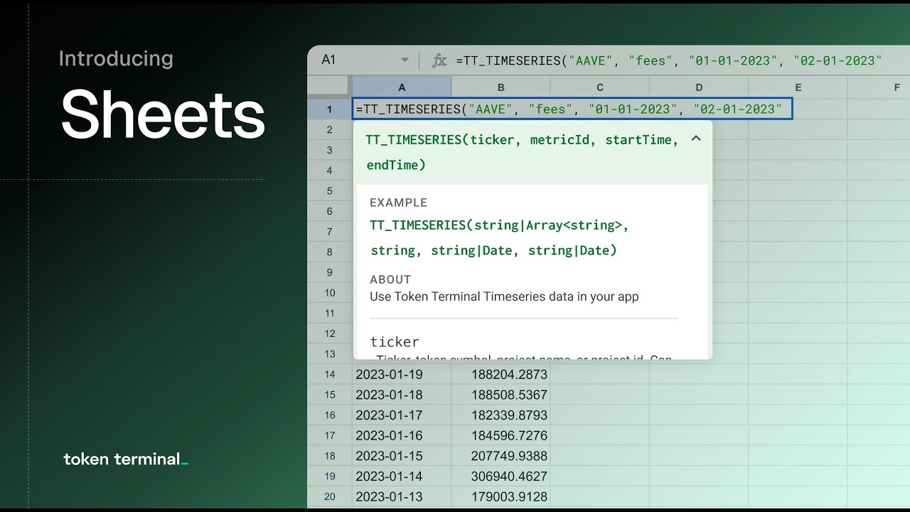 Introducing Token Terminal Sheets