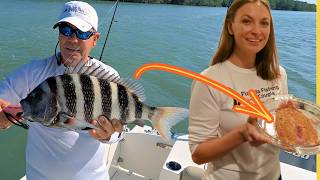 Solo Fishing the Mangroves: MONSTER Sheepshead Catch and Cook