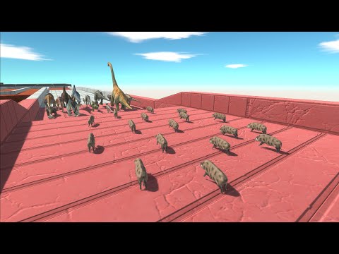 Dinosaurs trying to escape from Wild Boars - Animal Revolt Battle Simulator