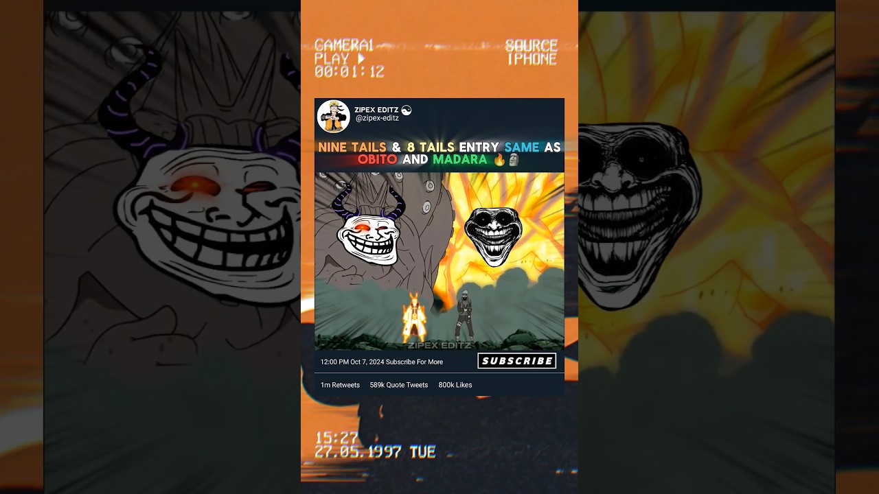 Nine Tails & 8 Tails Entry Same As Obito And Madara 🔥🗿|| #shorts #naruto #narutoshippuden