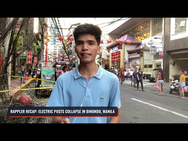 Binondo, Manila experiences collapse of electric posts, resulting in injuries for 3 individuals. 1 3 injured after electric posts collapse in Binondo, Manila