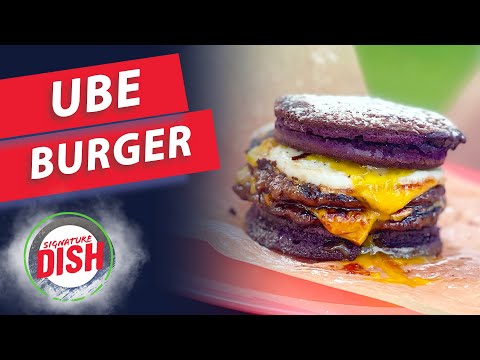 Watch EGG KARNE Mix Ube and Pancake Batter into a Delicious Ube Burger | Signature Dish