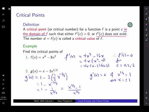 Local Extrema and Critical Points