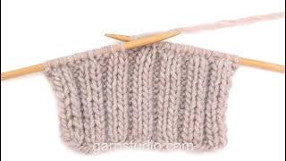 Video thumbnail for How to work knit 2, purl 2 (back and forth) – UK / US knitting style