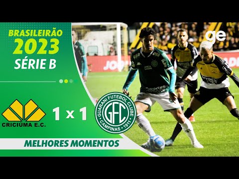 CRICIÚMA 1 X 1 GUARANI | MELHORES MOMENTOS | 17ª RODADA BRASILEIRÃO SÉRIE B 2023 | ge.globo