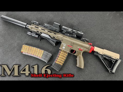Realistic M416 Shell Ejecting Rifle Toy Gun Testing Shoot Very Well