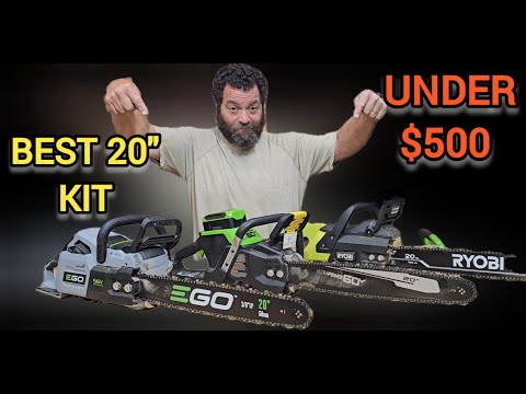 Best 2024 20" cordless chainsaw kits under $500 compared. Ego CS2000 vs Greenworks 60v vs Ryobi 40v