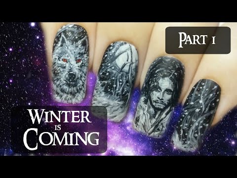 Jon Snow & Ghost  (Part 1) ⎮ Game of Thrones ⎮ Freehand Nail Art Tutorial