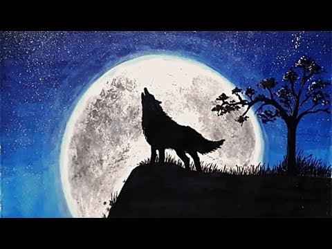 #Acrylicpainting How to paint Wolf (with moon)