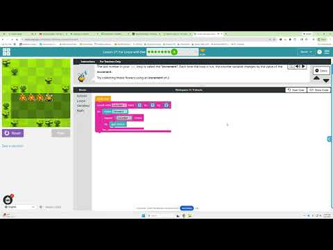 Code.org Express: Lesson 27 - For Loops with Bee