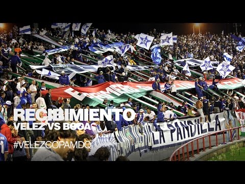 "#VelezCopaMDQ Recibimiento al equipo ante Boca" Barra: La Pandilla de Liniers &bull; Club: Vélez Sarsfield &bull; País: Argentina