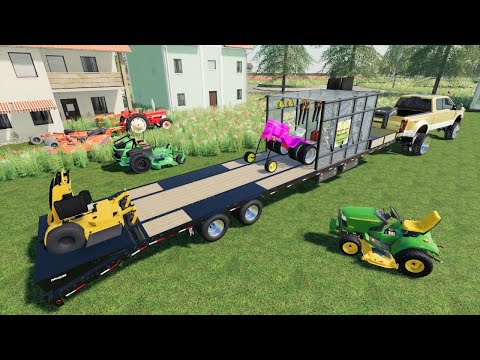 Using our lawn business to mow the towns tall grass | Farming Simulator 19