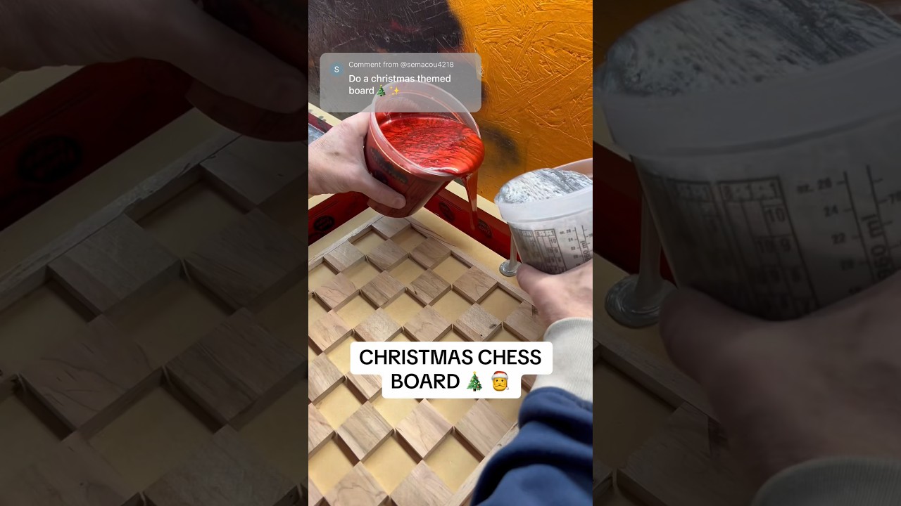 WE BUILT A XMAS CHESS BOARD♟️🎄#christmas #epoxyresin #diy #diyepoxy #resin #chessboard #chess #art