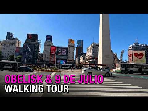 9 de Julio Ave & Obelisk to Plaza de Mayo | Buenos Aires Walking Tour 🇦🇷 (4K)