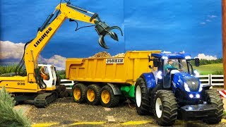 Amazing RC tractor SAWDUST transport! Jamara excavator in action!