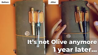 My Olive Traveler’s Notebook Turned Brown?  | 1 Year Patina Review