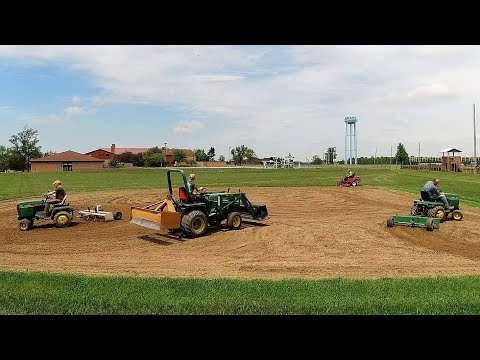 Tractor Day at the Ball Park!  Garden & Compact Tractors with Pull Type Box Scrapers In Action!