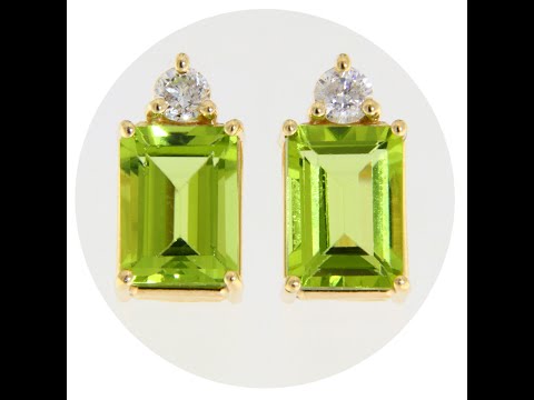 Cercei Aur 14k Galben Peridot Diamante Naturale - Eleganta si Rafinament