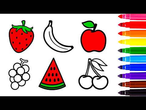 How to Draw 8 Fruits | Learn Colors | Drawing and Coloring for Kids #2