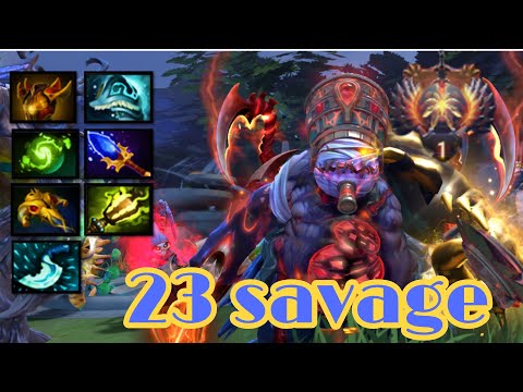 23 savage-pudge hard carry [safe lane] gameplay!