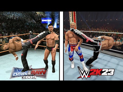 WWE Smackdown vs RAW 2009 Vs. WWE 2K23! (Epic Finishers Comparison)