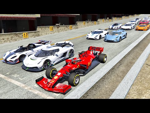 Ferrari F1 2020 vs Koenigsegg Hypercars - Drag Race 20 KM