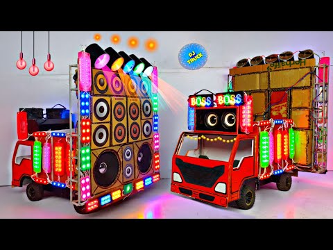 Mini Dj Truck Setup Loading at-home by Cardboard Making Dj truck | Mini Dj Setup | dj wala ,dj gadi