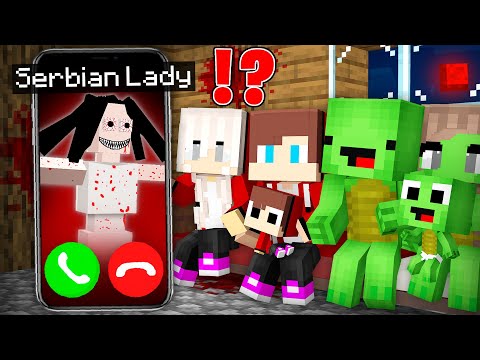 How SCARY SERBIAN DANCING LADY Called JJ and Mikey Family - in Minecraft Maizen!