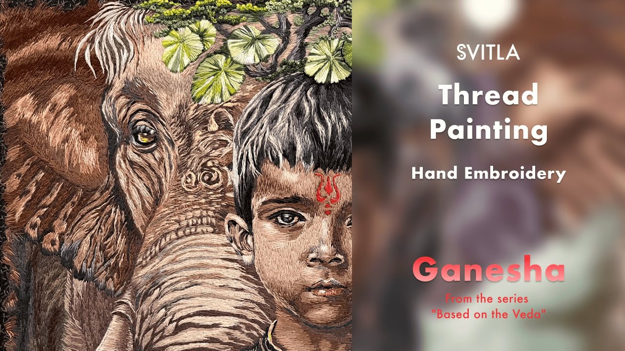 Ganesha — making process, thread painting