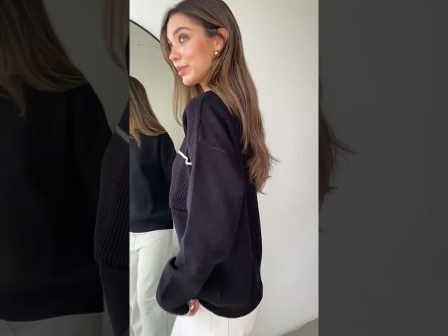 Vídeo relacionado con Saodimallsu Jersey de manga larga para mujer, cuello redondo acanalado, abertura lateral, suéter de punto para otoño e invierno, azul, XL