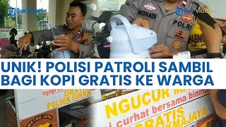 Unik! Polisi di Jatimulya Kota Depok Patroli Sambil Bagit Kopi Gratis ke Warga