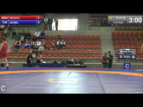 Quarterfinal FS - 97 kg: Yusuf Can ZEYBEK (TUR) df. Dmitri CECUSTA (MDA) by TF, 9-0